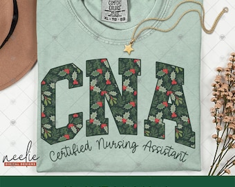 CNA Christmas Curved Varsity Letters PNG File, Digital Download Clipart for Certified Nursing Assistant Holiday Season