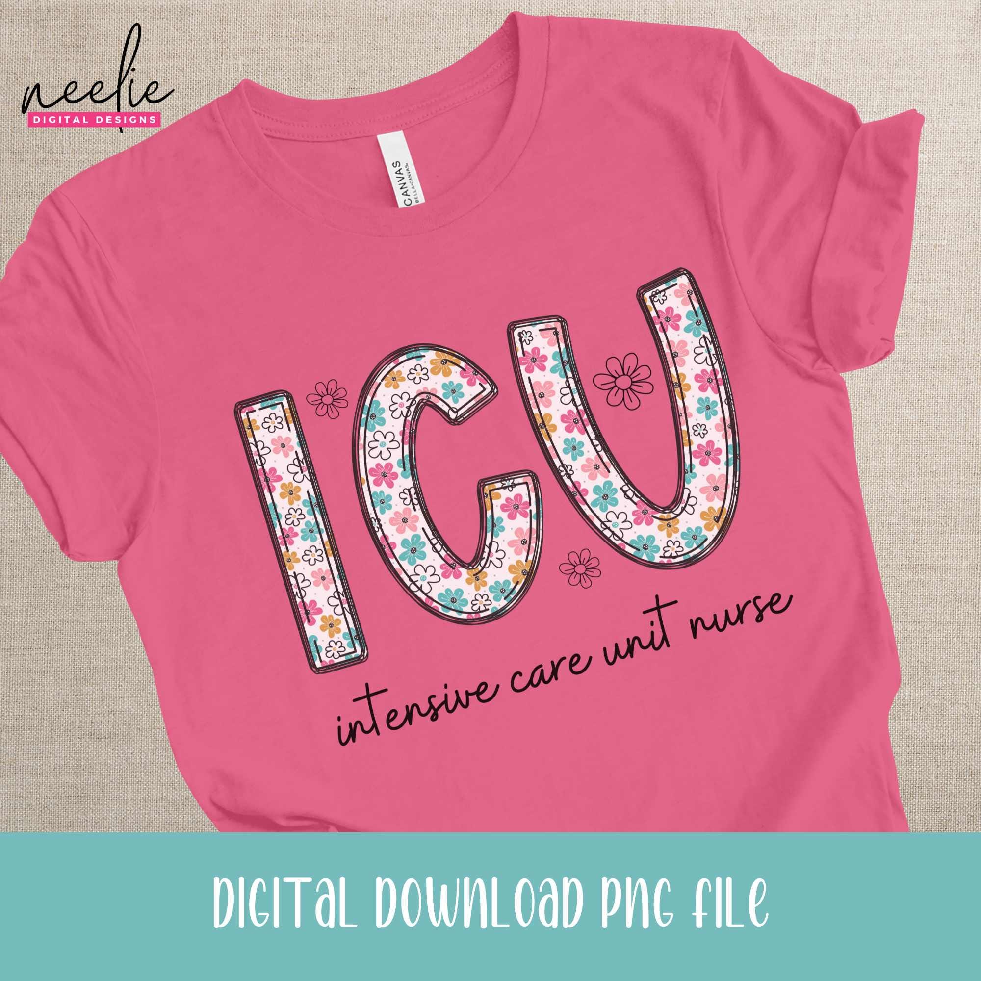 Critical Care Lettering ICU Boho Floral Letters PNG File, Retro Flower Doodle Letter Design for ...