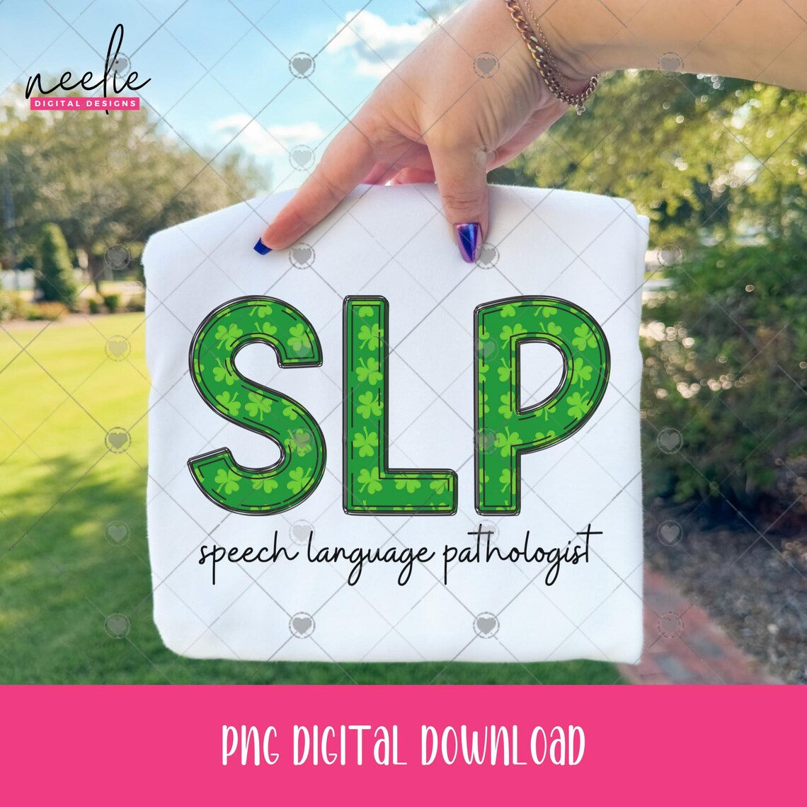 SLP St. Patricks’ Day Doodle Letters PNG File, Shamrock Four-leaf ...