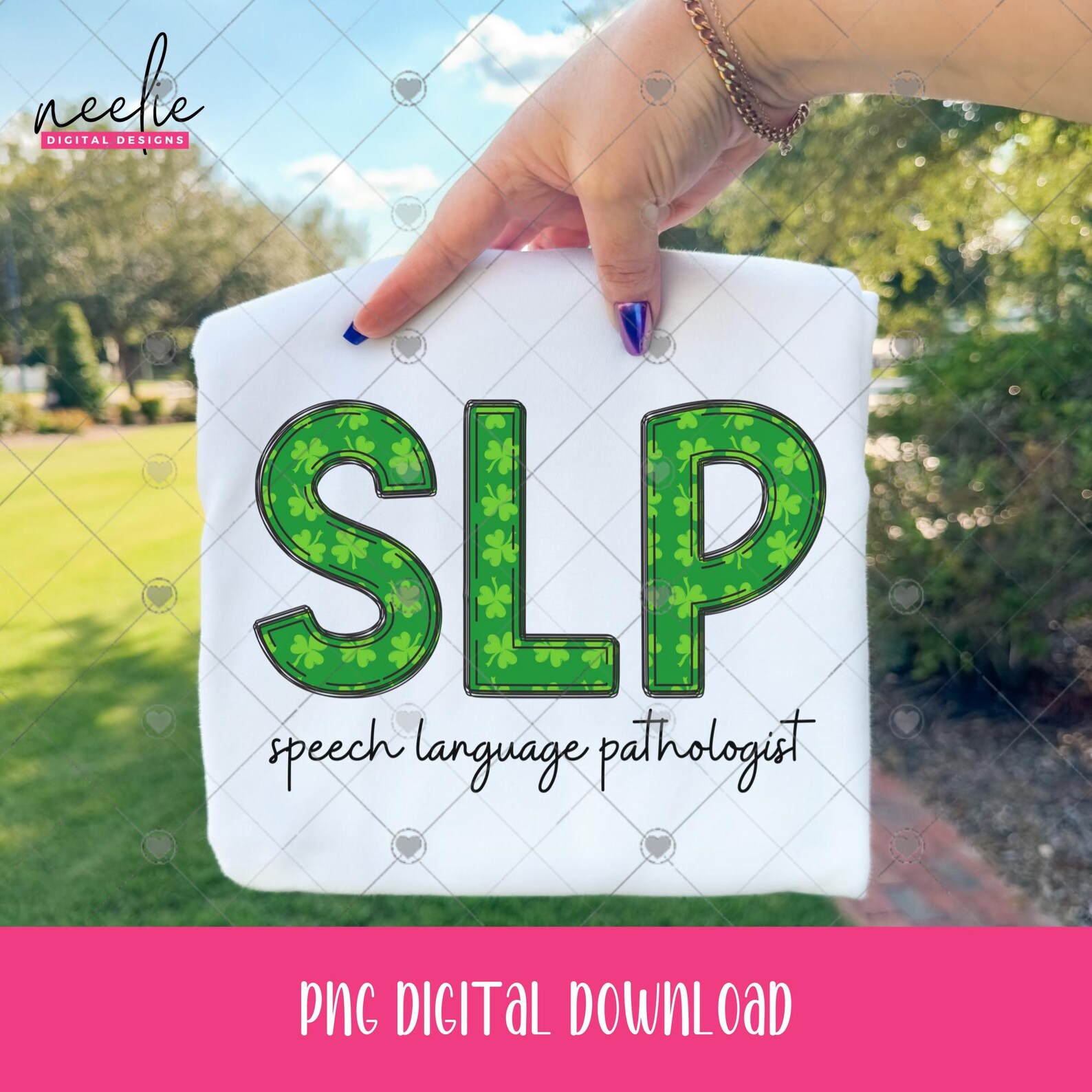 SLP St. Patricks’ Day Doodle Letters PNG File, Shamrock Four-leaf ...