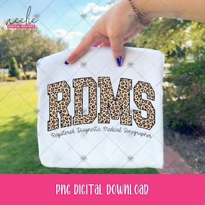 Leopardenmuster RDMS PNG, registrierter diagnostischer medizinischer Sonograph, Ultraschall-Technologie digitale Clipart für Sublimation