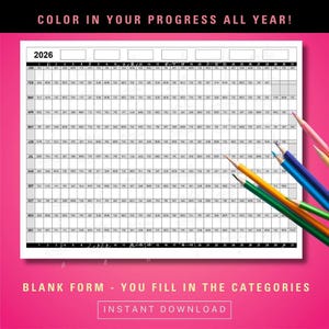 2026 Workout Tracker Daily Yearly Calendar, Coloring Exercise Log, Habit Tracker, Color-in Yearly Fitness Calendar, Work Out Fitness Planner image 2