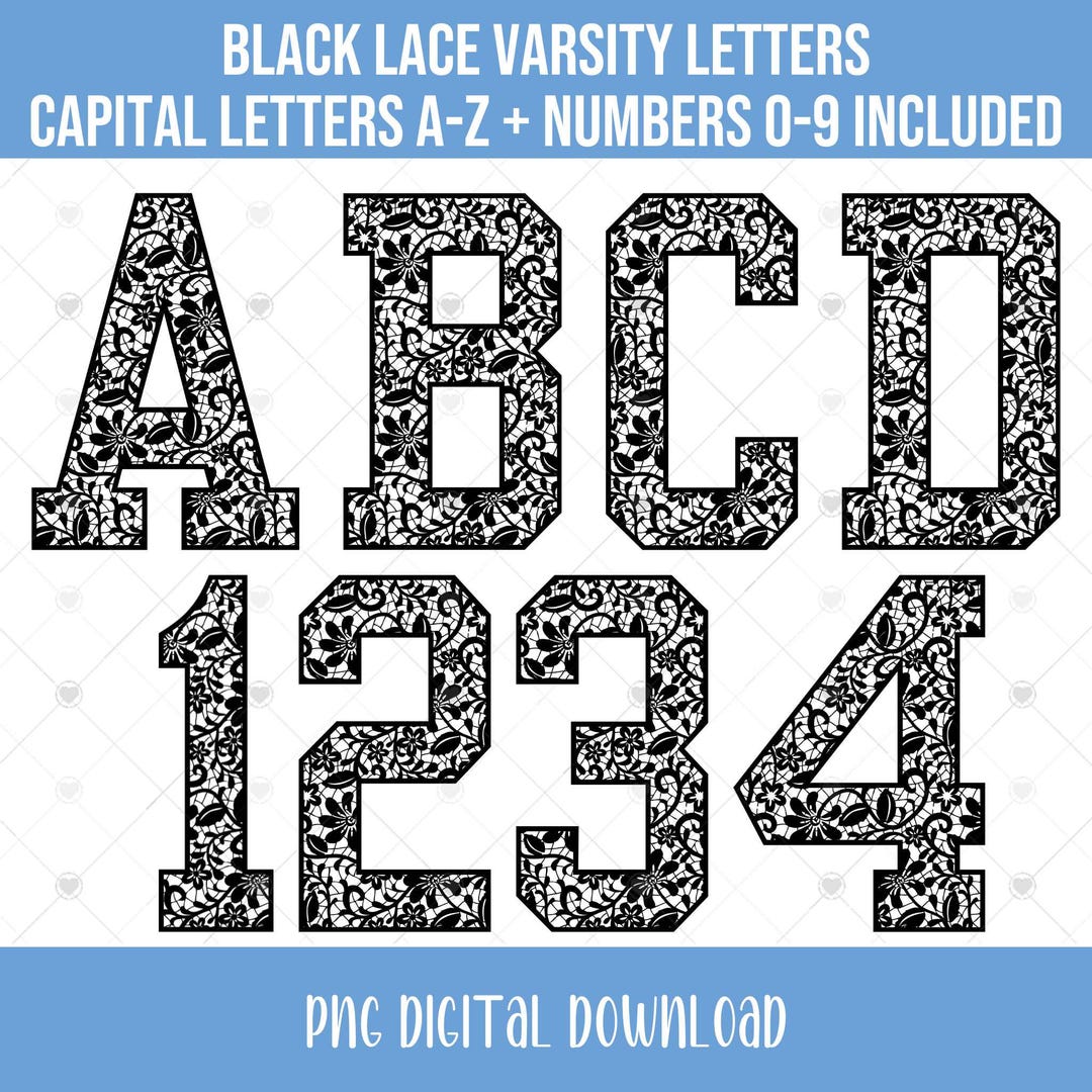 Black Lace Varsity Letters, University Sports Letters Retro Floral ...