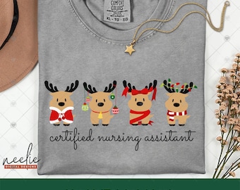 CNA Christmas png, Reindeer Design for Certified Nursing Assistant Sublimation Nurse Holiday Shirt