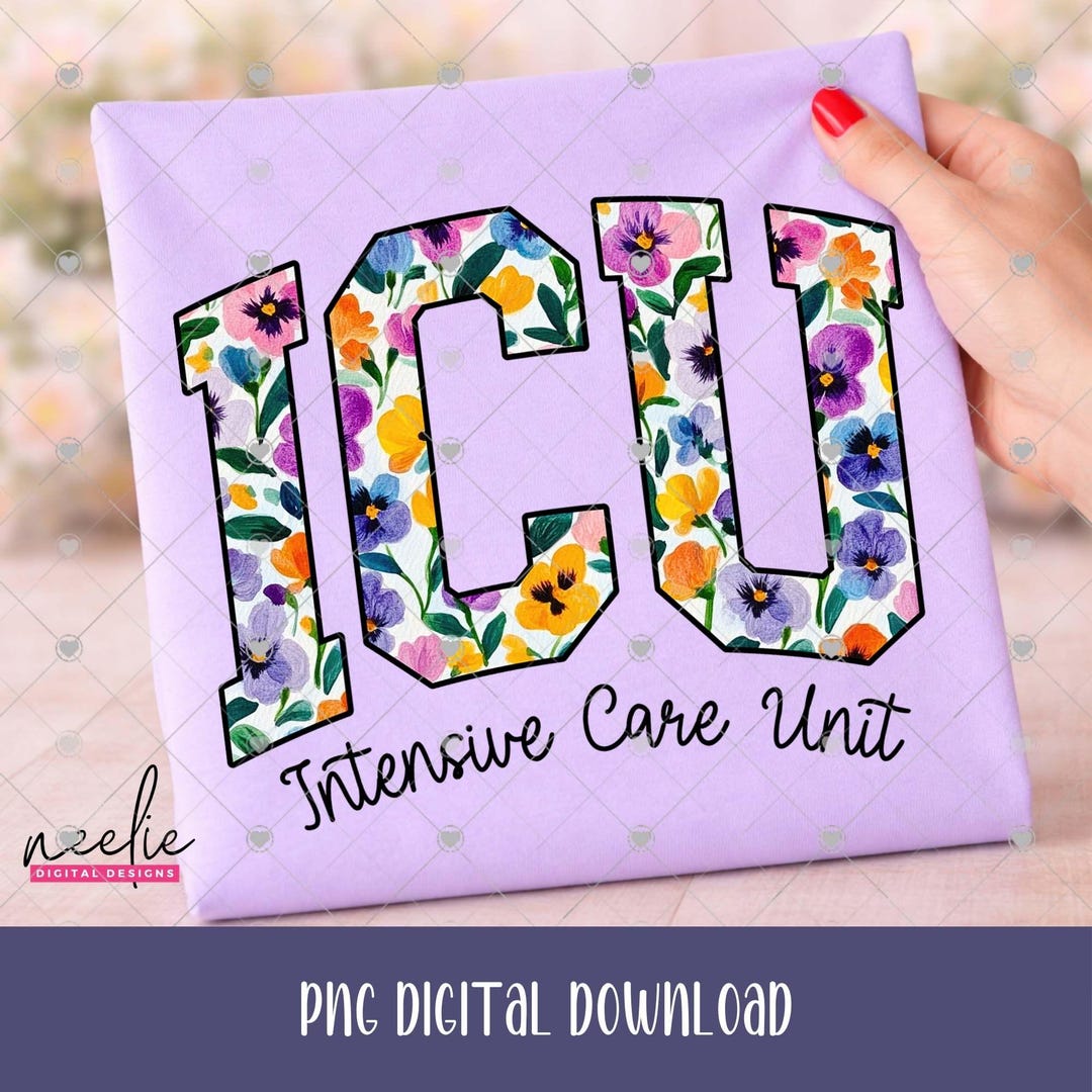 ICU Pansies Print Curved Varsity Letters PNG, Spring Floral for ...