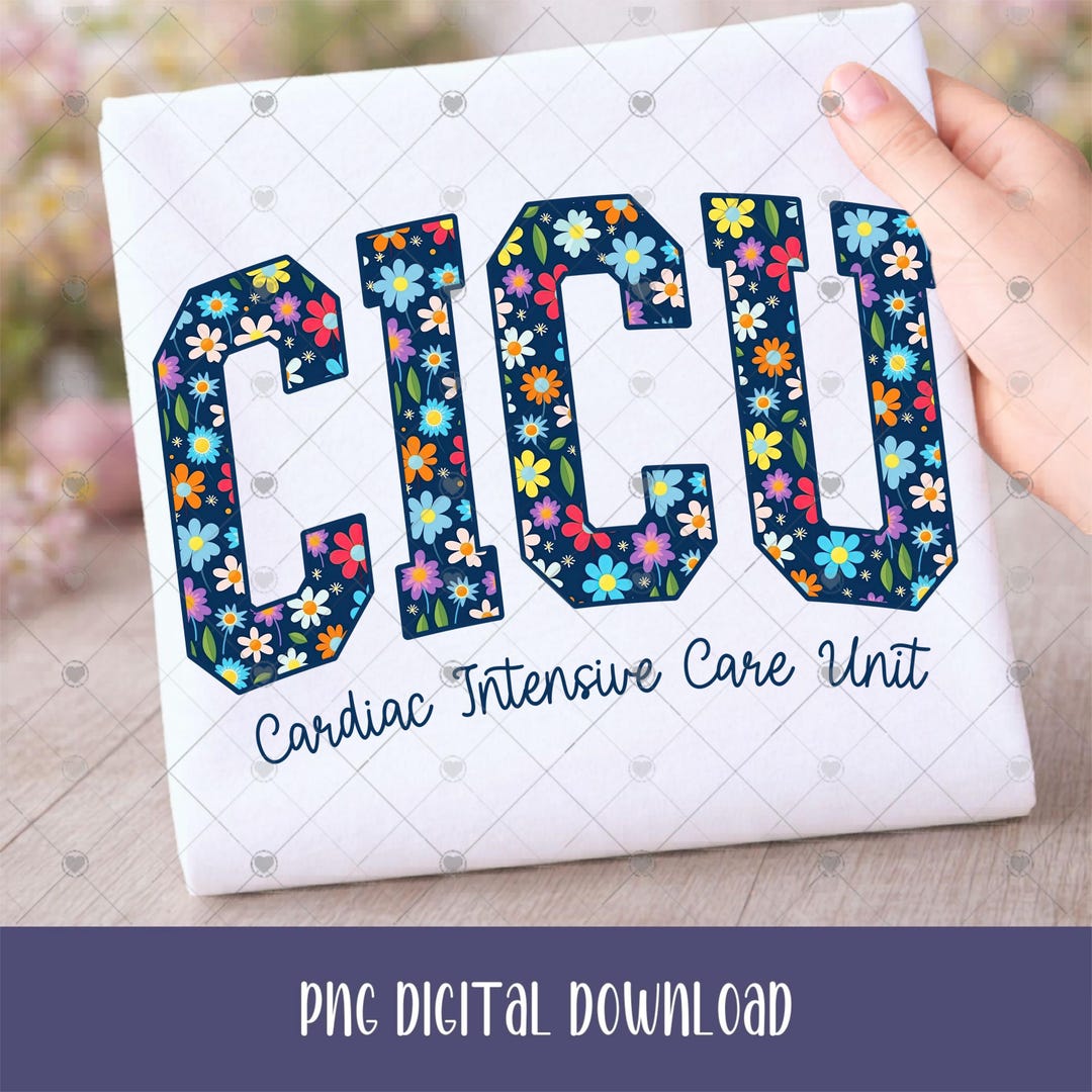 Critical Care Lettering CICU Cardiac Intensive Care Unit PNG, Bright Floral Varsity Letters for ...