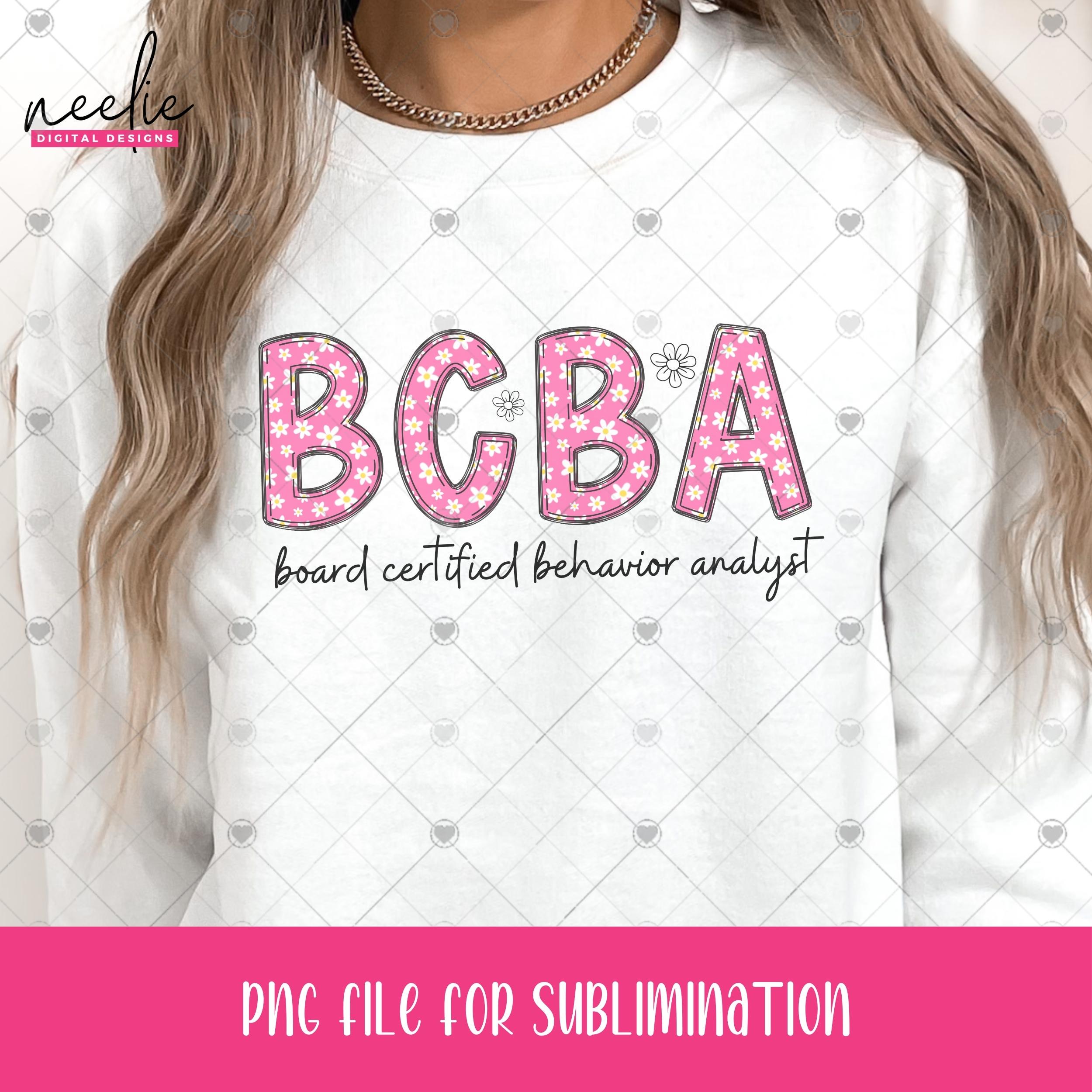 BCBA PNG, Pink With White Flowers Doodle Letters Design for Board ...