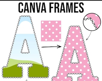 Canva-Buchstabenrahmen – Buchstaben im College-Stil mit Doodle-Rändern | Buchstabenvorlage A–Z für Canva (Digitaler Download)