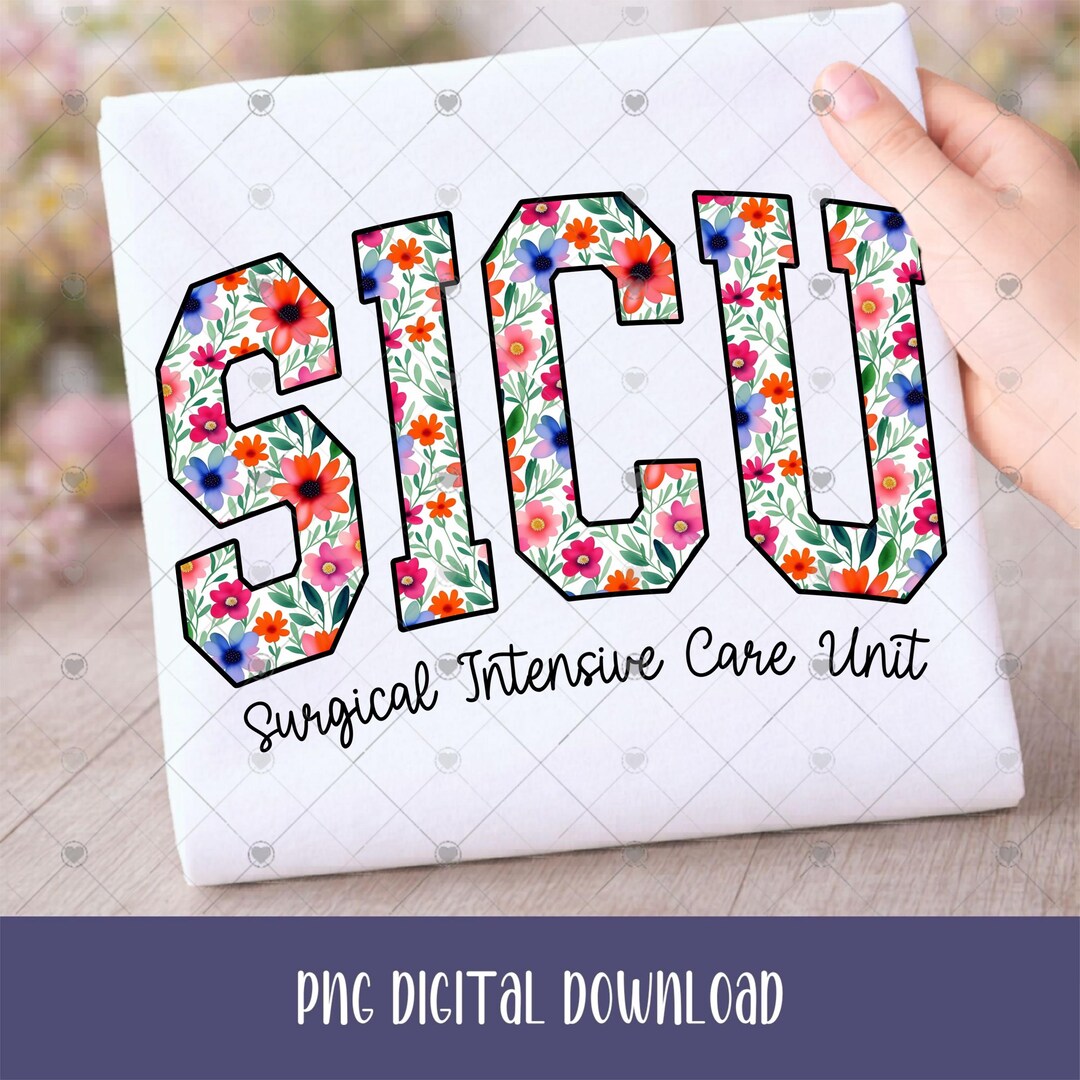 Critical Care Lettering SICU Nurse Flower Letters PNG File, Bright Floral Varsity Letter Design ...