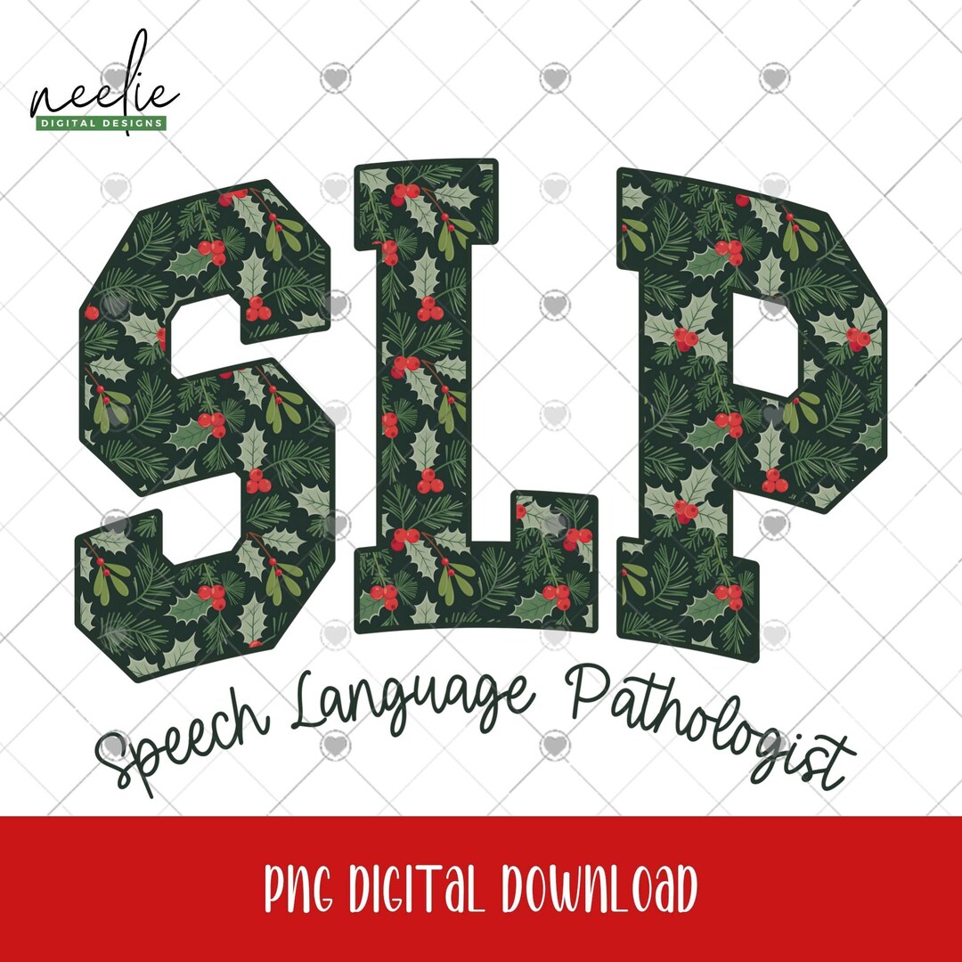 SLP Christmas Curved Varsity Letters PNG File, Digital Download Clipart ...