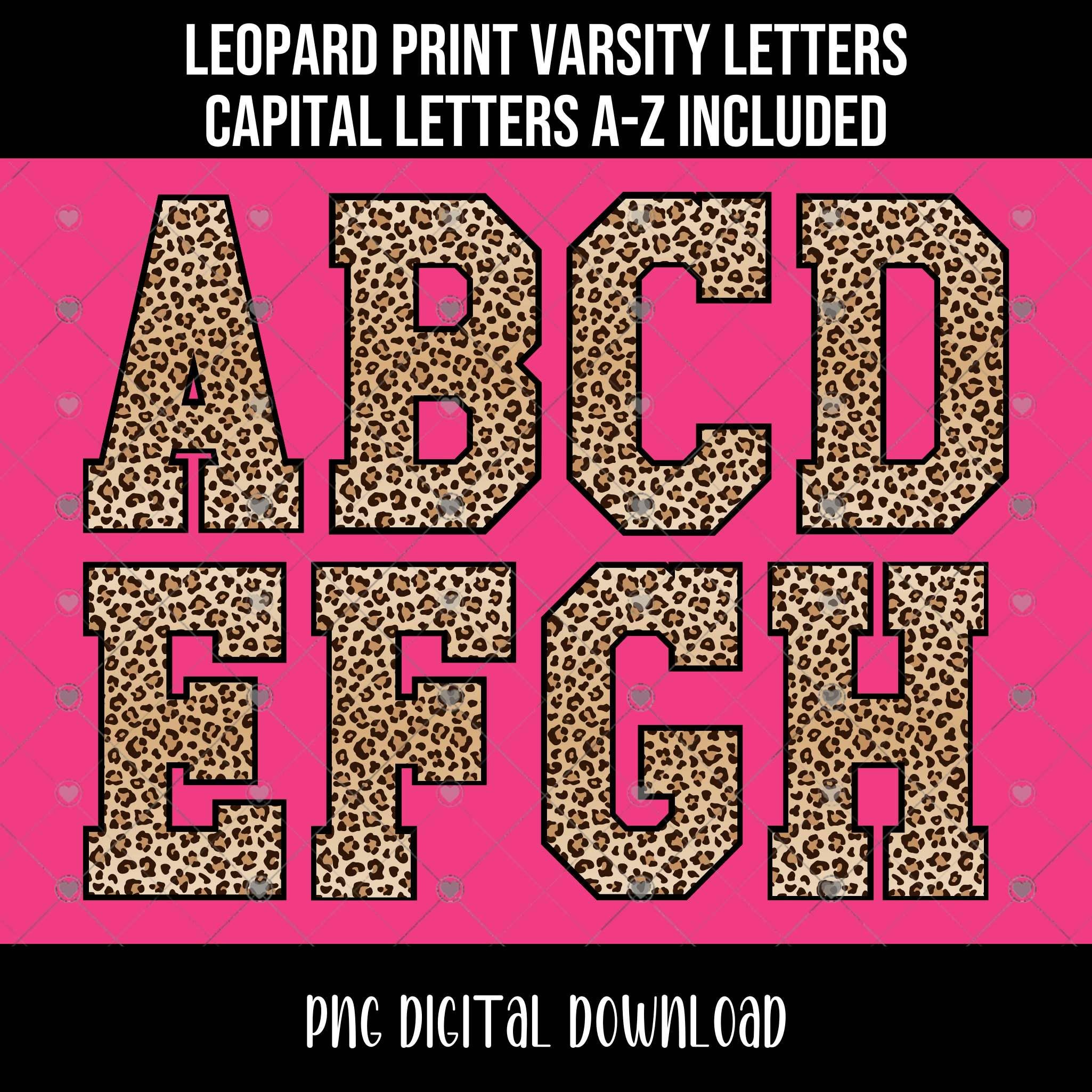Trendy Leopard Print Varsity Letters, University Sports Letters Animal ...