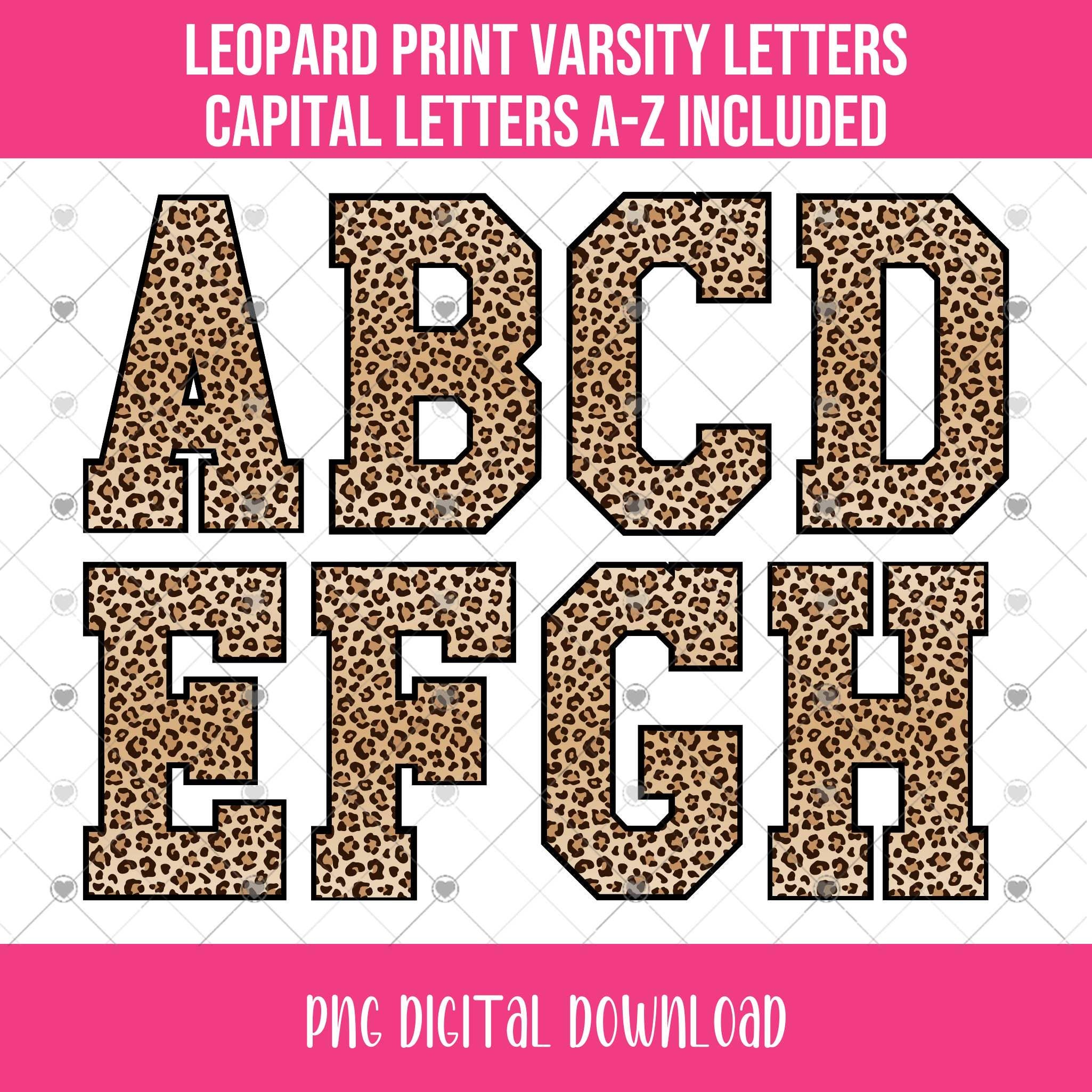 Trendy Leopard Print Varsity Letters, University Sports Letters