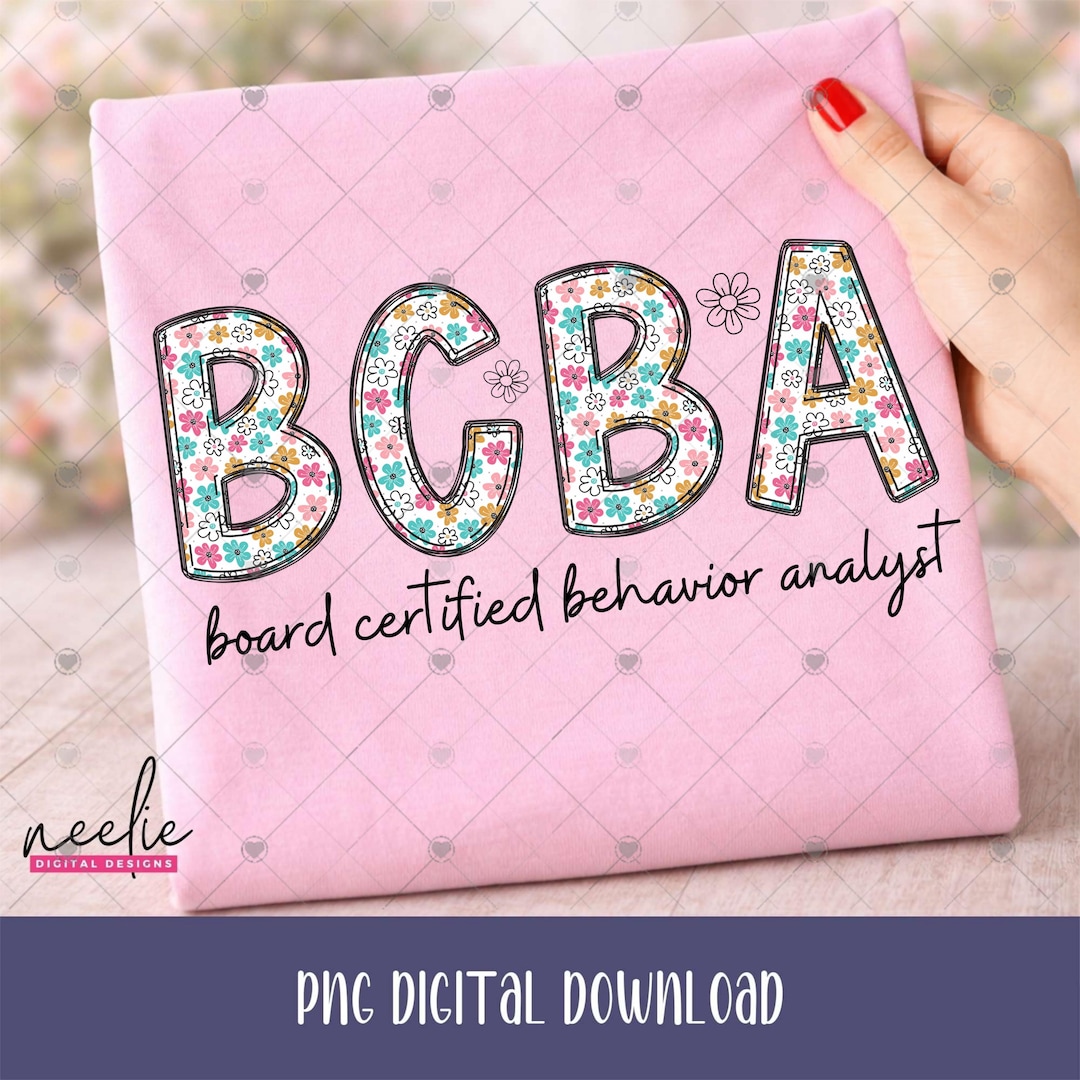 BCBA PNG, Boho Floral Doodle Letters Design for Board Certified ...