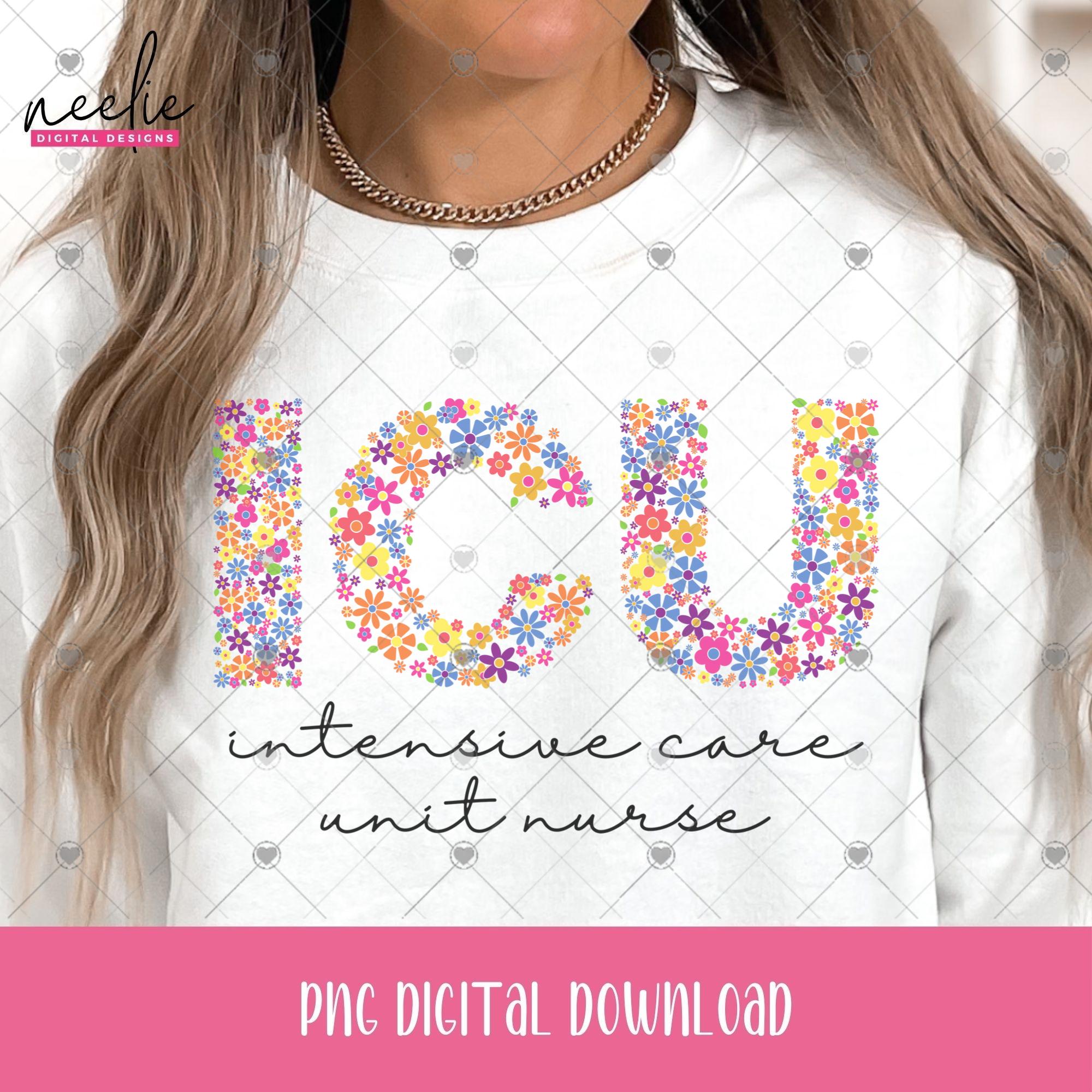 ICU Flower Letters PNG File, Retro Floral Letter Design for Intensive ...