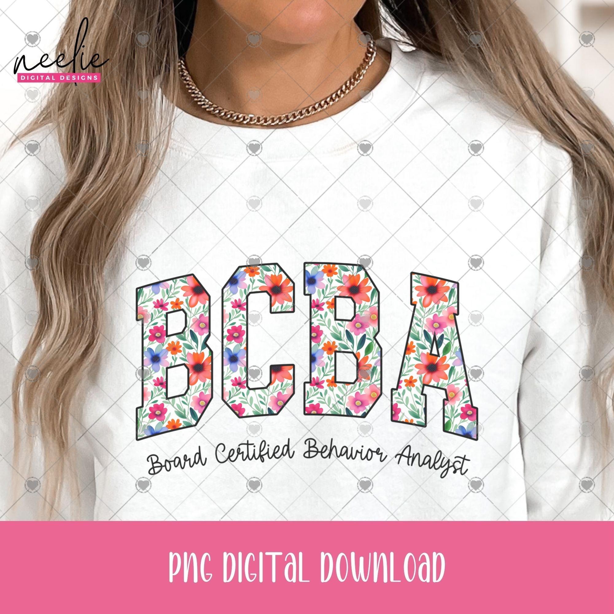 BCBA PNG, Bright Floral Varsity Letters Design for Board Certified ...
