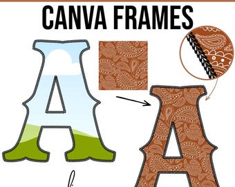 Buchstabenrahmen für Canvas – Westernbuchstaben mit geflochtenen Seilrändern | Buchstabenvorlage A–Z für Canvas (Digitaler Download)