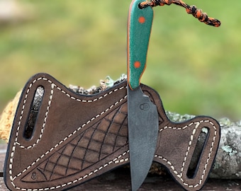 Marsha • Handmade High Carbon Fixed Blade Knife • 80Crv2 Steel • Leather Sheath