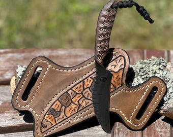 Mack • Handmade High Carbon Fixed Blade Knife • 80Crv2 Steel • Leather Sheath