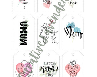 Mother's Day Gift Tags Collection, Mother's Day Gift Tags, 9 Styles, Mother's Day, Mom Tags Printable, Download, Mothers Day Printable