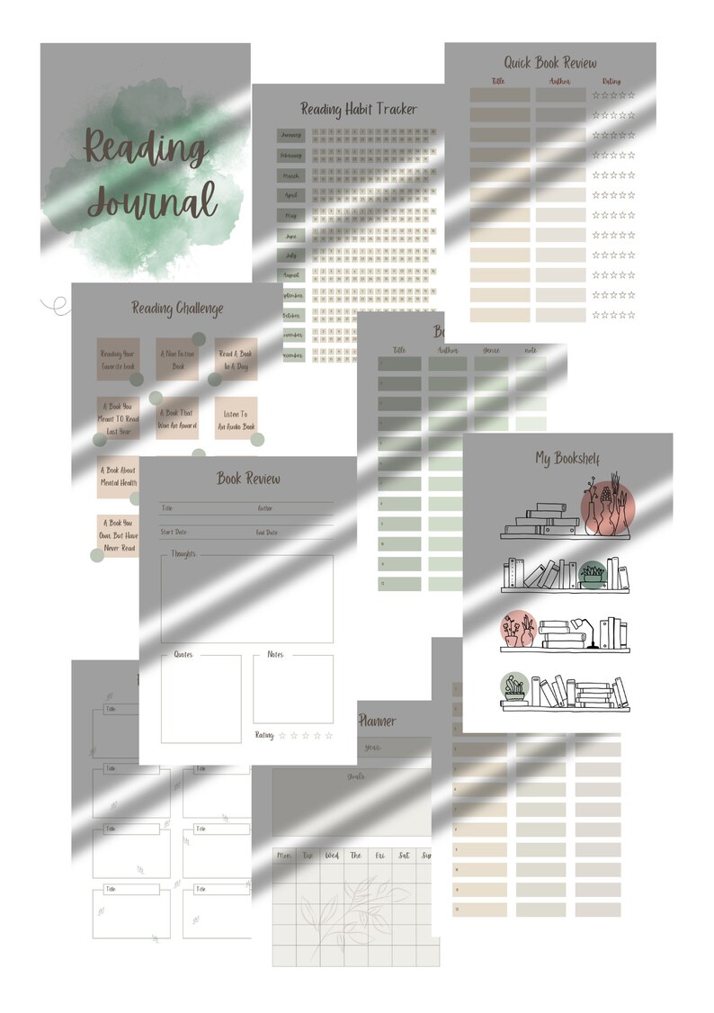 Reading Journal, Book Reading Tracker, Reading Planner image 2