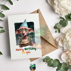 Biglietto di compleanno digitale piegato, Harry Birthday to you, biglietto di compleanno, Dobby, compleanno, biglietto di compleanno digitale, buon compleanno