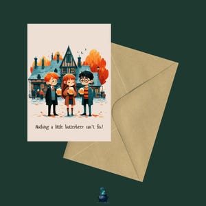 Magical Moments Postkarte - 'Nothing a Little Butterbeer Can't Fix', digitales Design, digitale Zauberkarte, Butterbier, Freundschaftskarte