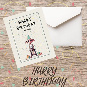 Harry Geburtstag für Sie, Geburtstagskarte, Dobby Geburtstagskarte, Geburtstag, alles Gute zum Geburtstag, Digitale Geburtstagskarte in den Größen A5 und A6
