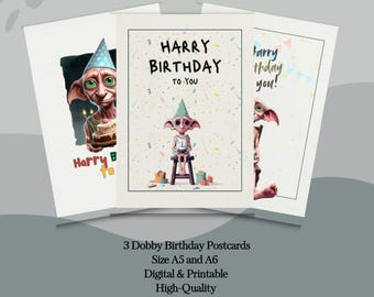 Digital Birthday cards with Dobby theme