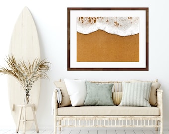 Conjunto de 5 pôsteres com ondas da praia, arte de parede com tema costeiro (download digital)