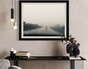 Impressão fotográfica de estrada chuvosa, decoração aconchegante para casa (download digital)