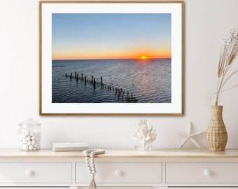 Foto do pôr do sol na praia de Biloxi, fotografia da natureza costeira (download digital)