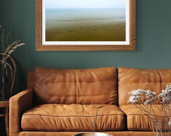 Impressão de paisagem serena de praia, decoração de parede costeira (download digital)