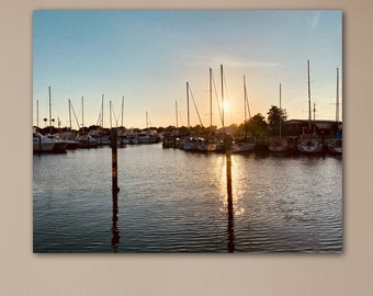 Impressão do pôr do sol na marina de Veneza, Flórida, arte de parede costeira (download digital)