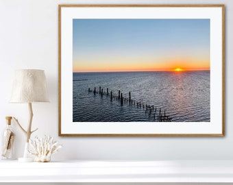 Biloxi Pier Sunset Printable Wall Art, Biloxi Sunset Photo, Pier Sunset Photography, Nature Photography, Digital Download, Wall Art