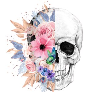 Flower/Skull PNG Sublimation Design