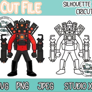 Opgewaardeerde luidspreker Titan SVG, PNG voor silhouet of Cricut. Sublimatie Skibidi-toilet