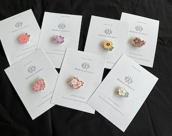 Floral Needle Minders * Cross-stitch * Embroidery * Needlework Accessories * Crafter Gift * Notion * Magnet * Needle Nanny