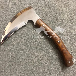 CUCHILLO KAMA de acero inoxidable hecho a mano/Cuchillo japonés tradicional/Hoz de granjero/Forjado a mano/Cuchillo de caza, Regalo de Navidad, Regalo de caza para él