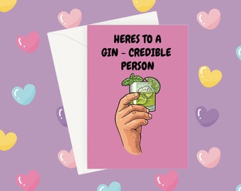 GIN-CREDIBLE Greeting Card | Gin Cards, Alcohol Cards, Cards for Him, Cards for Her, Cards, Funny Cards, incredible Card, Greeting Cards