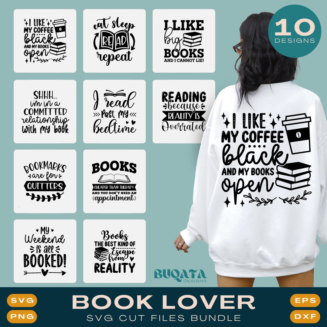 Book Lover SVG Bundle, Book Worm Svg, Reading Svg, Book Svg, Library ...