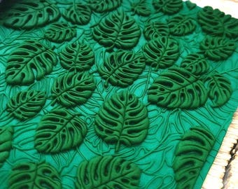 Monstera Leaves Texture Roller – Tropical Leaf Pattern for Polymer Clay & Pottery