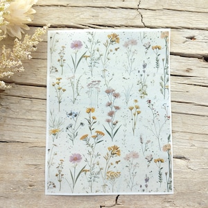 Foglio di trasferimento in argilla per piastrelle Fall Flowers - Carta per trasferimento solubile in acqua per orecchini in argilla polimerica - 120 x 90 mm