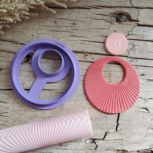 Donut Cutter & Radial Texture Roller Set for Polymer Clay  – Unique Jewelry Making Tool