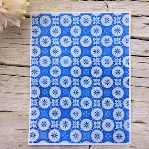Blue Tiles Clay Transfer Sheet - Water-Soluble Transfer Paper for Polymer Clay Earrings - Portuguese Tile Pattern - 120mm x 90mm
