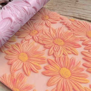 Daisys Flower Texture Roller for Polymer Clay Tools, Seamless Pattern, Jewlery Diy, Earring Making Tool