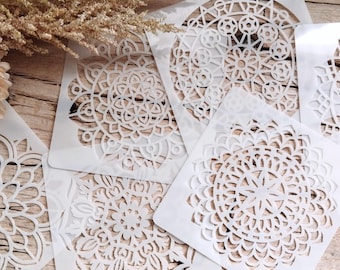 9 Mandala Reusable Polymer Clay Stencil Set for Jewelry DIY Earring Making Tools