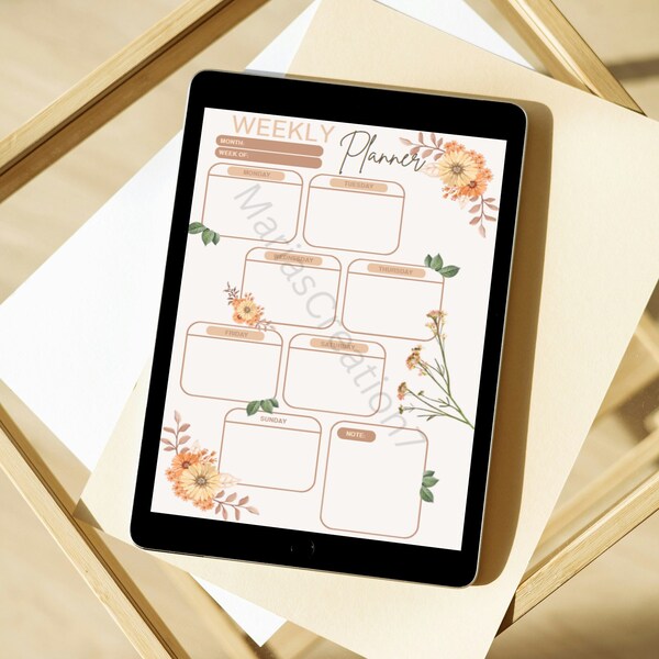 Weekly Planner Printable, Digital Weekly Planner, Weekly Planner Templet