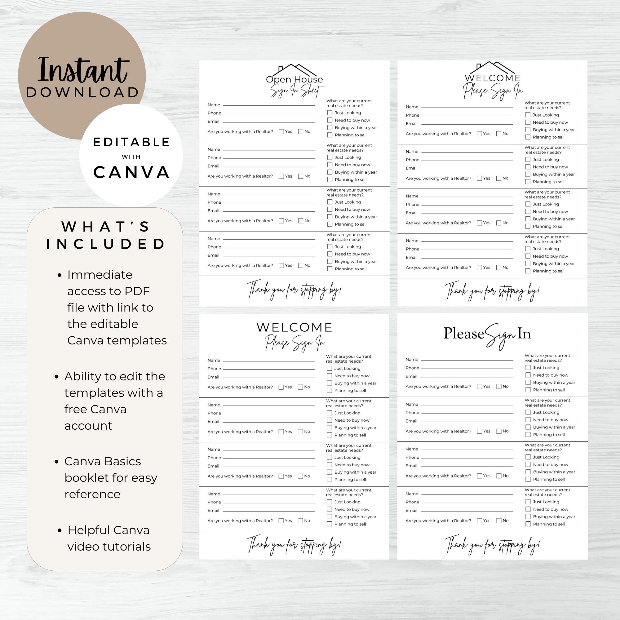 Open House Sign in Sheet Bundle, INSTANT DOWNLOAD, Open House Sign in ...