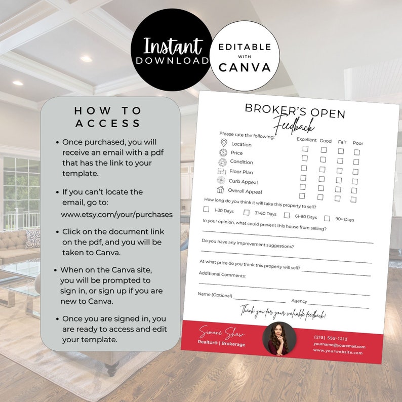 Broker’s Open Feedback Form, INSTANT DOWNLOAD, Feedback Form, Canva ...