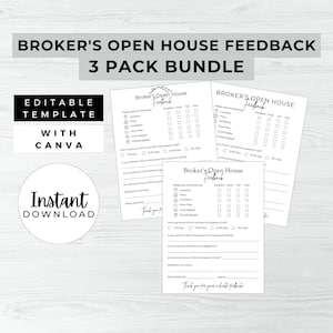 Broker’s Open House Feedback, INSTANT DOWNLOAD, Feedback Forms, Canva Real Estate Printable Template, Feedback Questionnaire, Broker’s Open